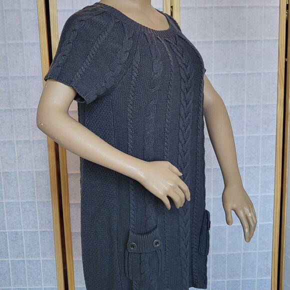 Style & Co Woman grey cable knit short sleeve sweater dress with pockets size 1X - Picture 4 of 13
